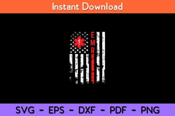 Emergency Medical Responder US Flag EMR in Real Stitch Work